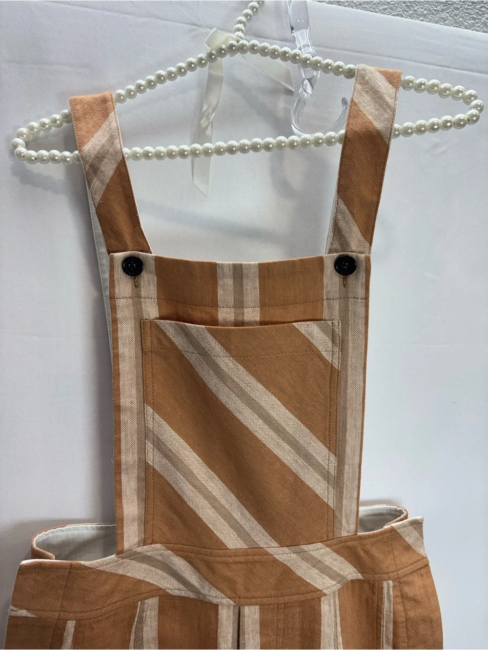 Free People Striped Overalls Wide Leg Tan Cream Women’s Sample XS/S